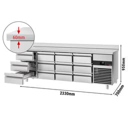 Chladicí stůl PREMIUM - 2,3 x 0,7 m - s 12 zásuvkami 1/3