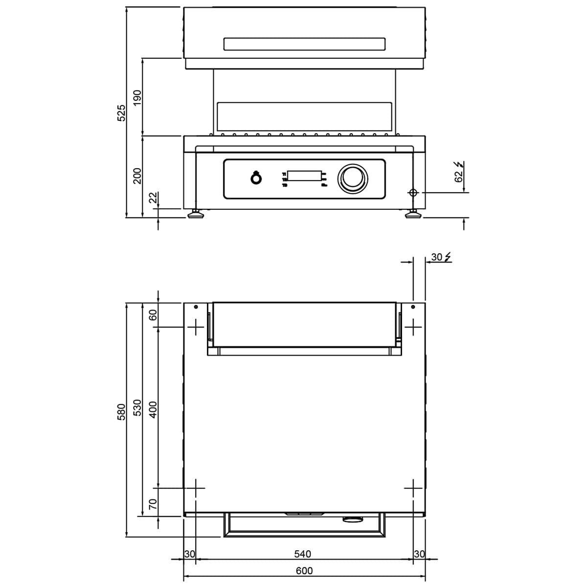 Electric Pita Oven/ Salamander - 4,5 kW - 220 Volt - Electronic Control