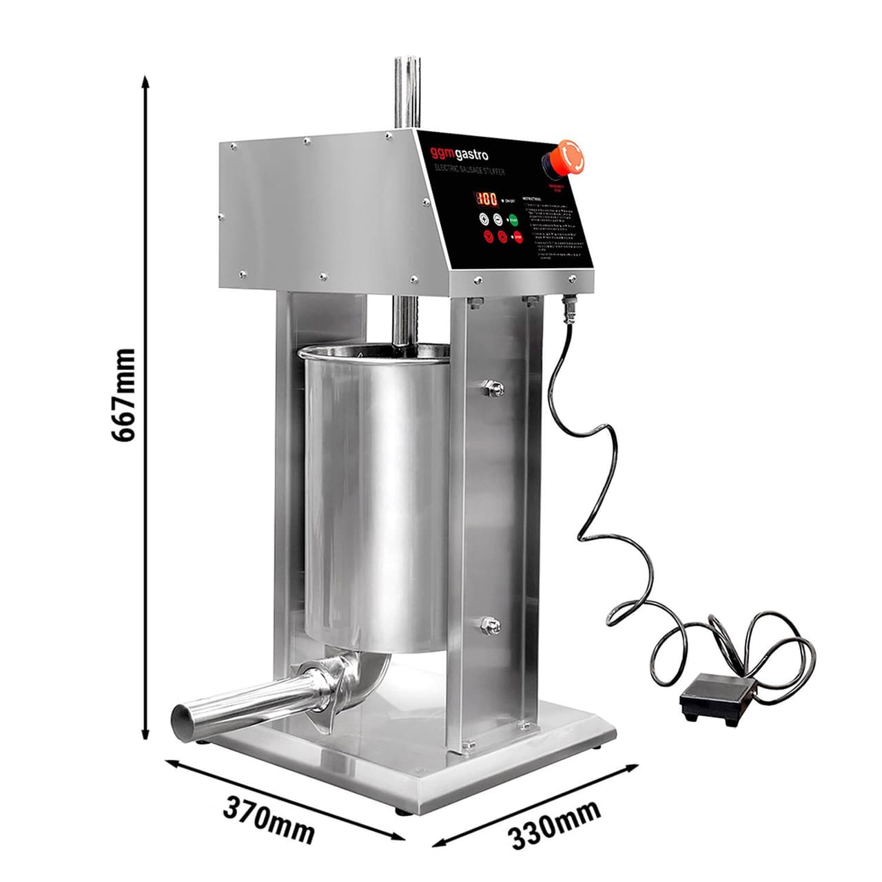 Elektrischer Wurstfüller - 12 Liter - 90 Watt - Edelstahl