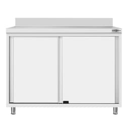 Stainless steel work cabinet ECO - 1000x700mm - with sliding door and backsplash