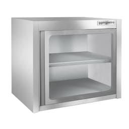 Stainless steel wall cabinet - 800x400mm - with glass hinged door - 650mm high