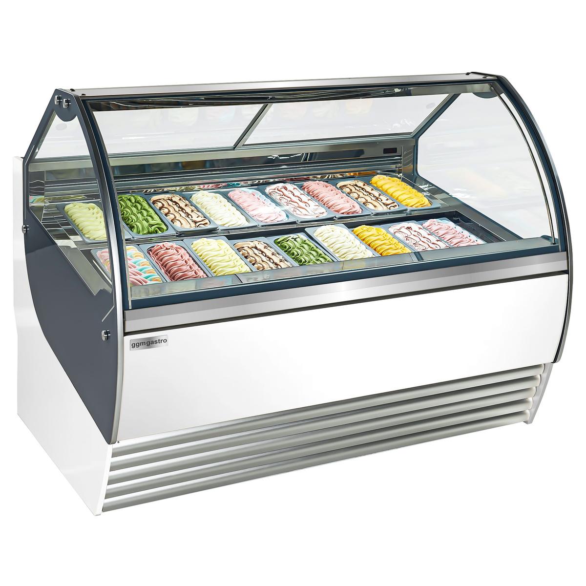 Ice cream counter NOLAN - 1730mm - air circulation - for 18x 5 liter containers - white