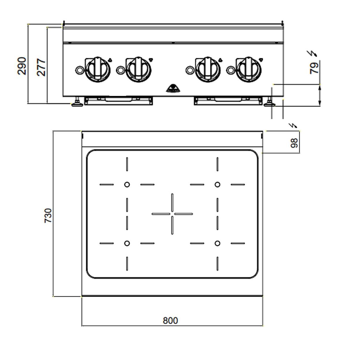 Indukční sporák - se 4 plotýnkami (14 kW)