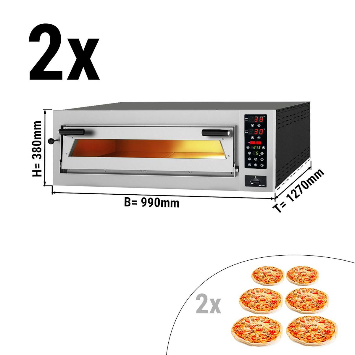 (2 pieces) Pizza oven 6+6x 35 cm - Deep - with TouchScreen