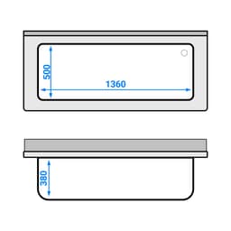 Mycí stůl Premium - 1600x600mm - se spodní policí a 1 dřezem