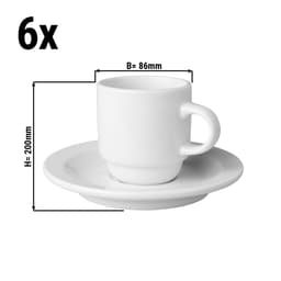 (6 pieces) BUDGETLINE  Coffee cups + saucers Mammoet - 14 cl - White