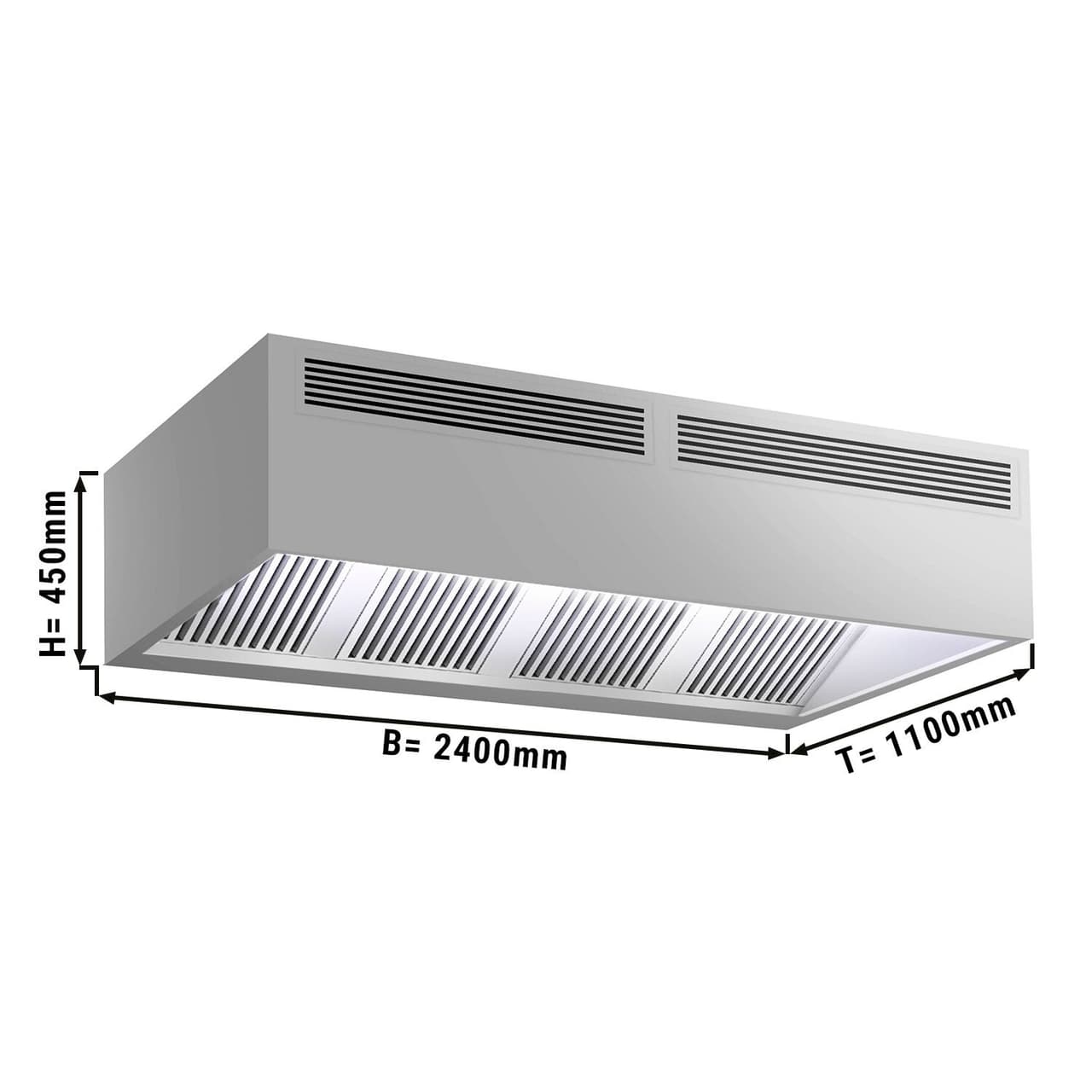 Indukční digestoř - 2,4 m - s filtrem a LED svítidlem