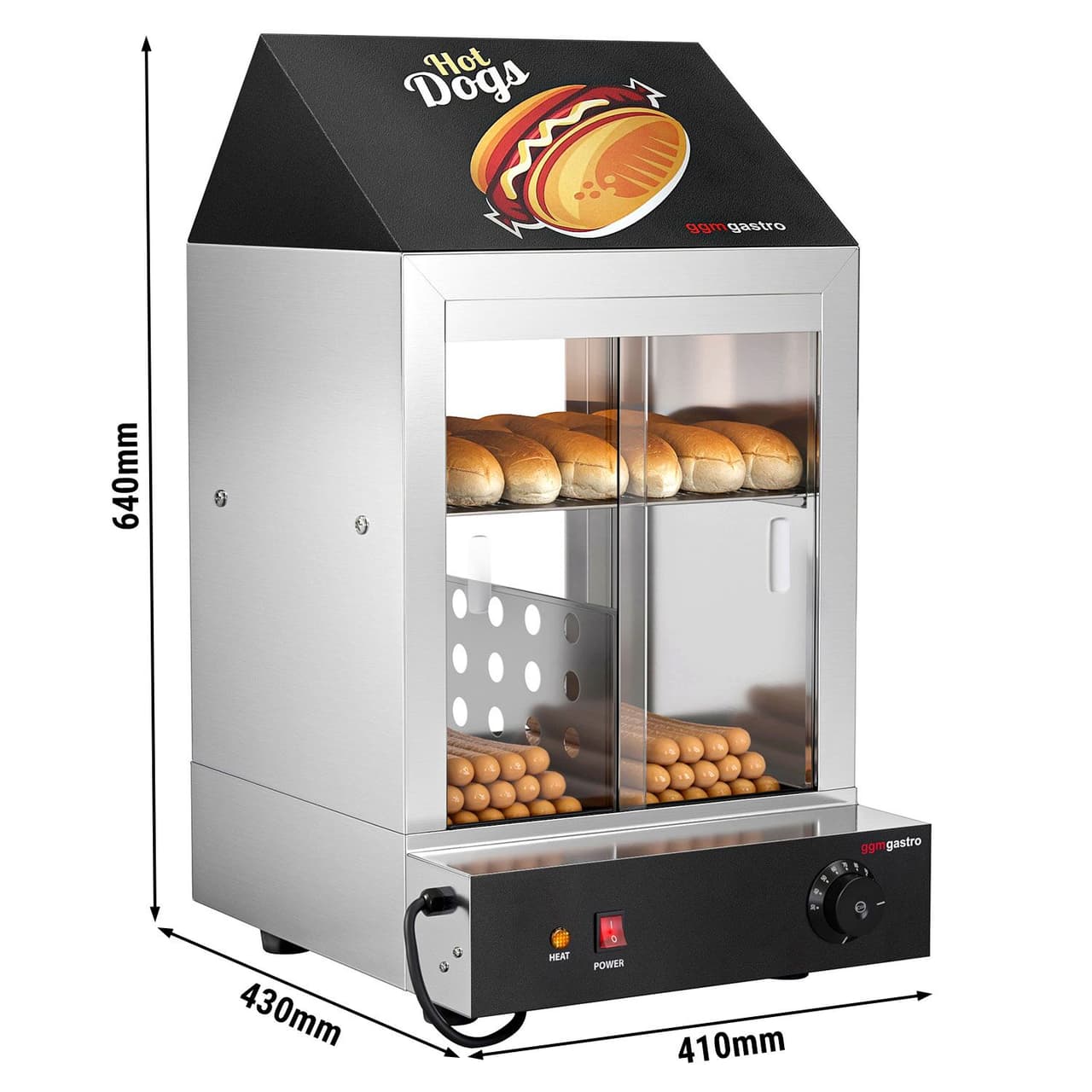 Hot Dog Steamer / Hot Dog Warmhaltevitrine - 1,2 kW