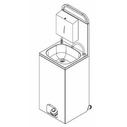 Pojízdné umyvadlo na ruce / dávkovač dezinfekce - velikost umyvadla: 410 x 350 mm