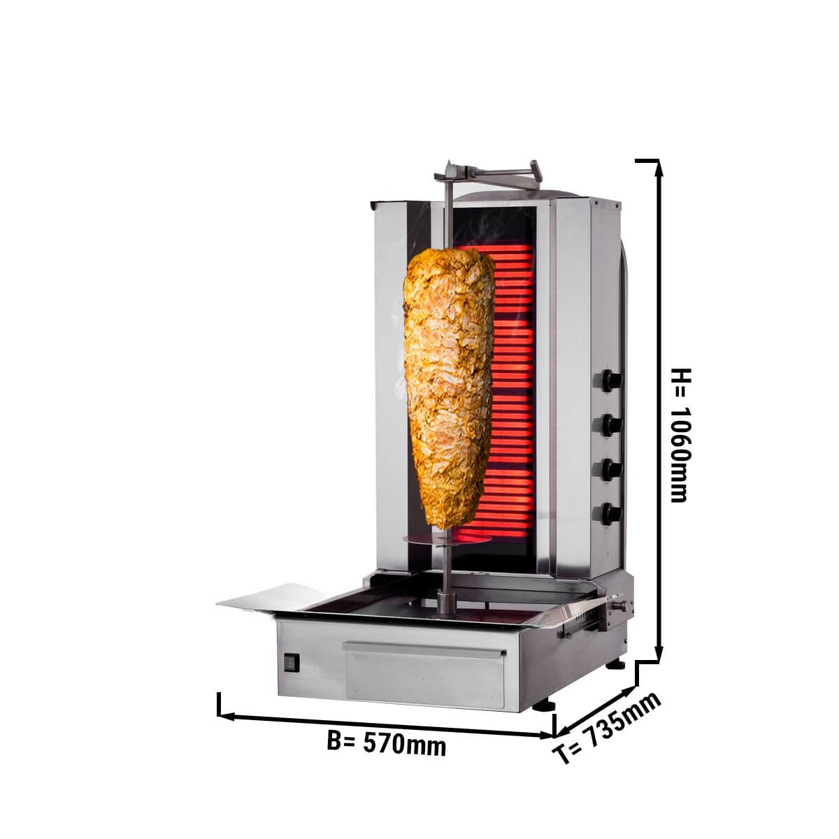 Gril na gyros/kebab - 4 hořáky - max. 80 kg