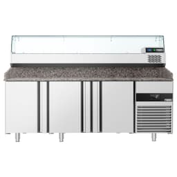 Chladicí stůl na pizzu PREMIUM - 2100x800mm - se 3 dveřmi - vč. chladicí vitríny - 10x GN 1/3