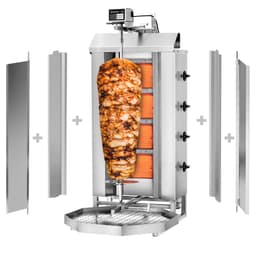 Gril na gyros/kebab - 4 hořáky - max. 60 kg - vč. ochranného plechu a křídlových dvířek