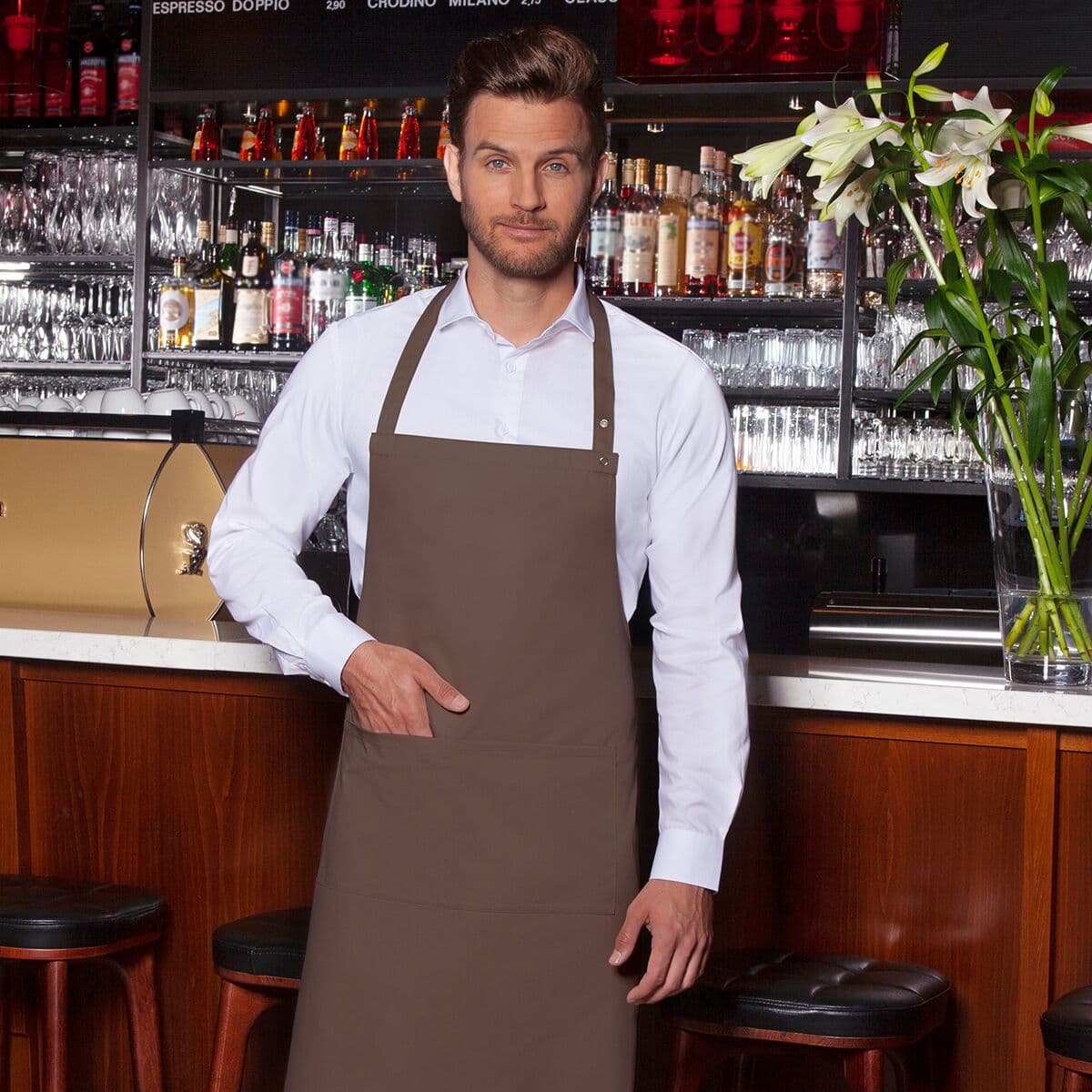 (6 pieces) Karlowsky - Bib Apron Tenerife - Light Brown