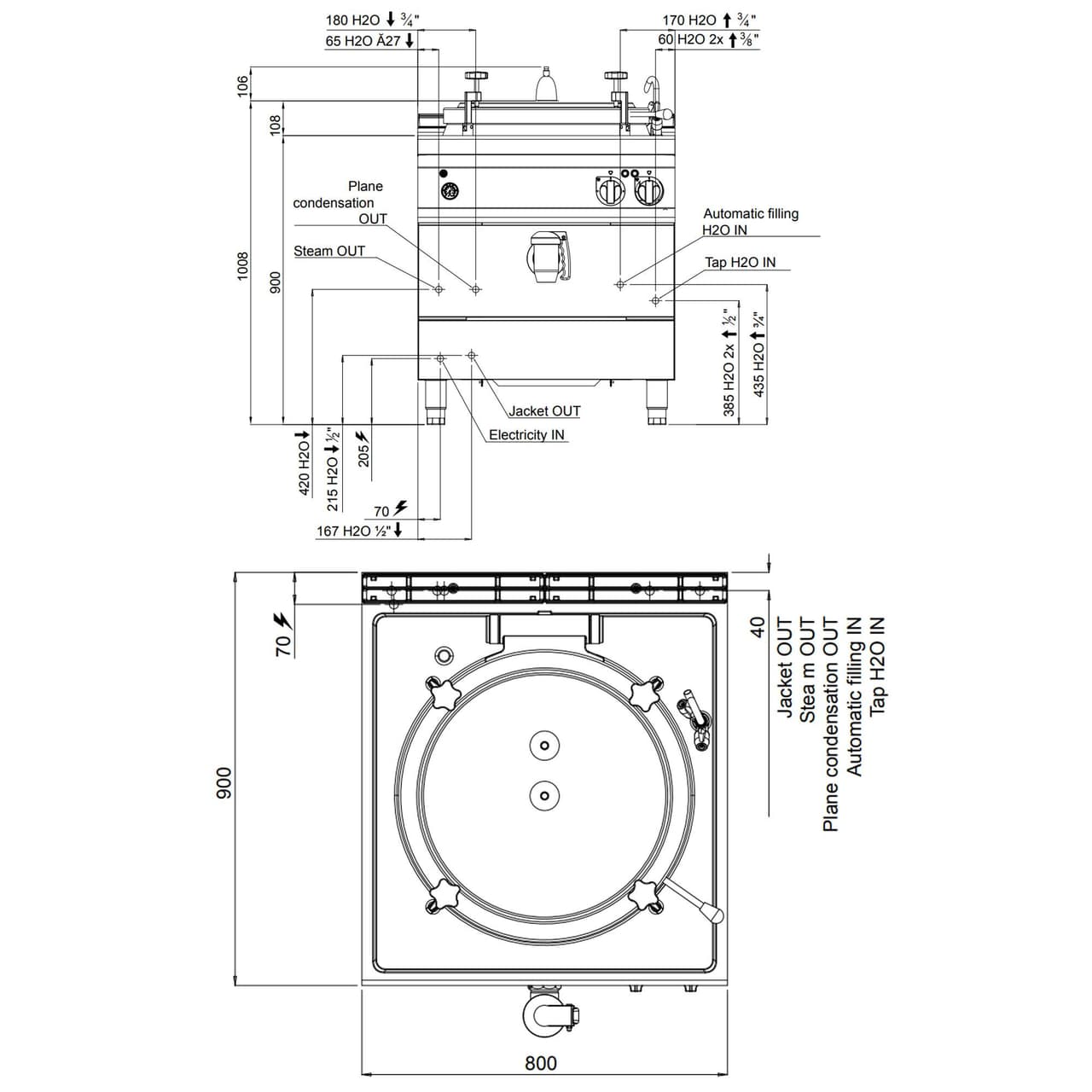 Elektro Druck Kochkessel - 100 Liter - 16 kW - Indirekte Beheizung