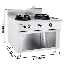 Gas wok cooker - 30 kW - 2 hobs - incl. 1 mini water column