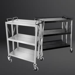 Serving trolley - foldable - 635x400mm - with 3 shelves