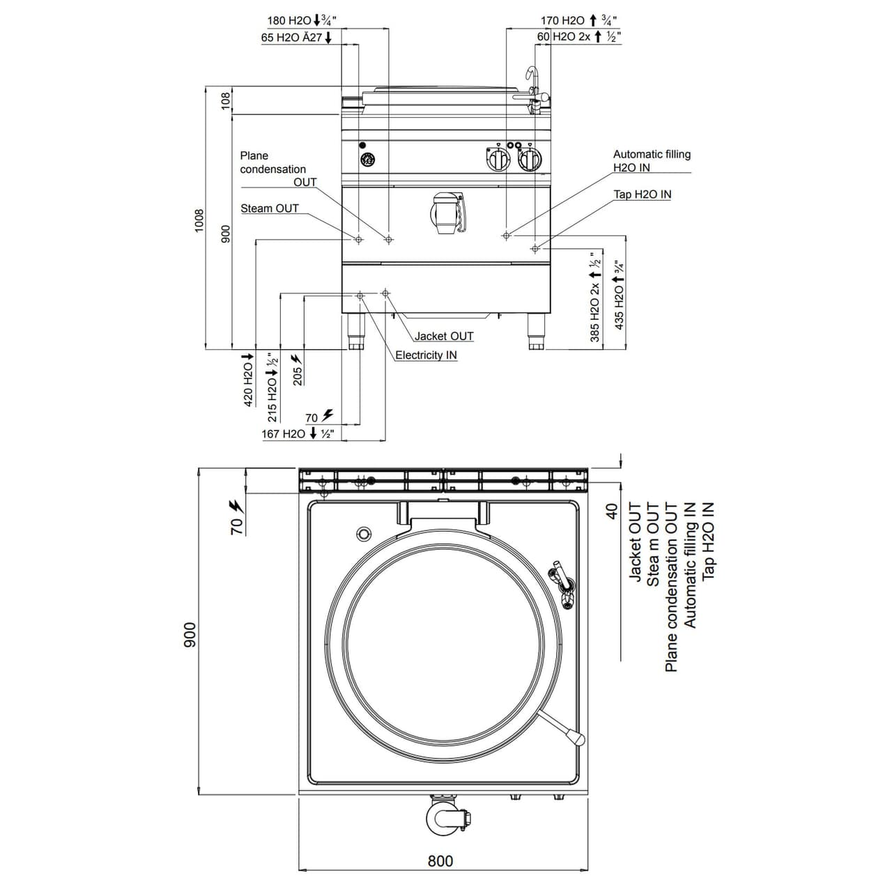 Elektro Kochkessel - 150 Liter - 18 kW - Indirekte Beheizung