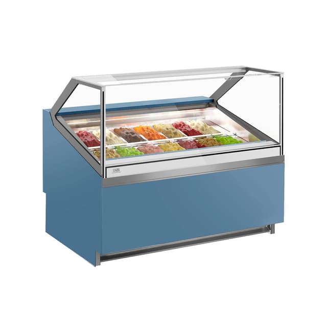 Ice cream counter IVY - 1200mm - Air circulation - for 14x 5 liter containers - Blue