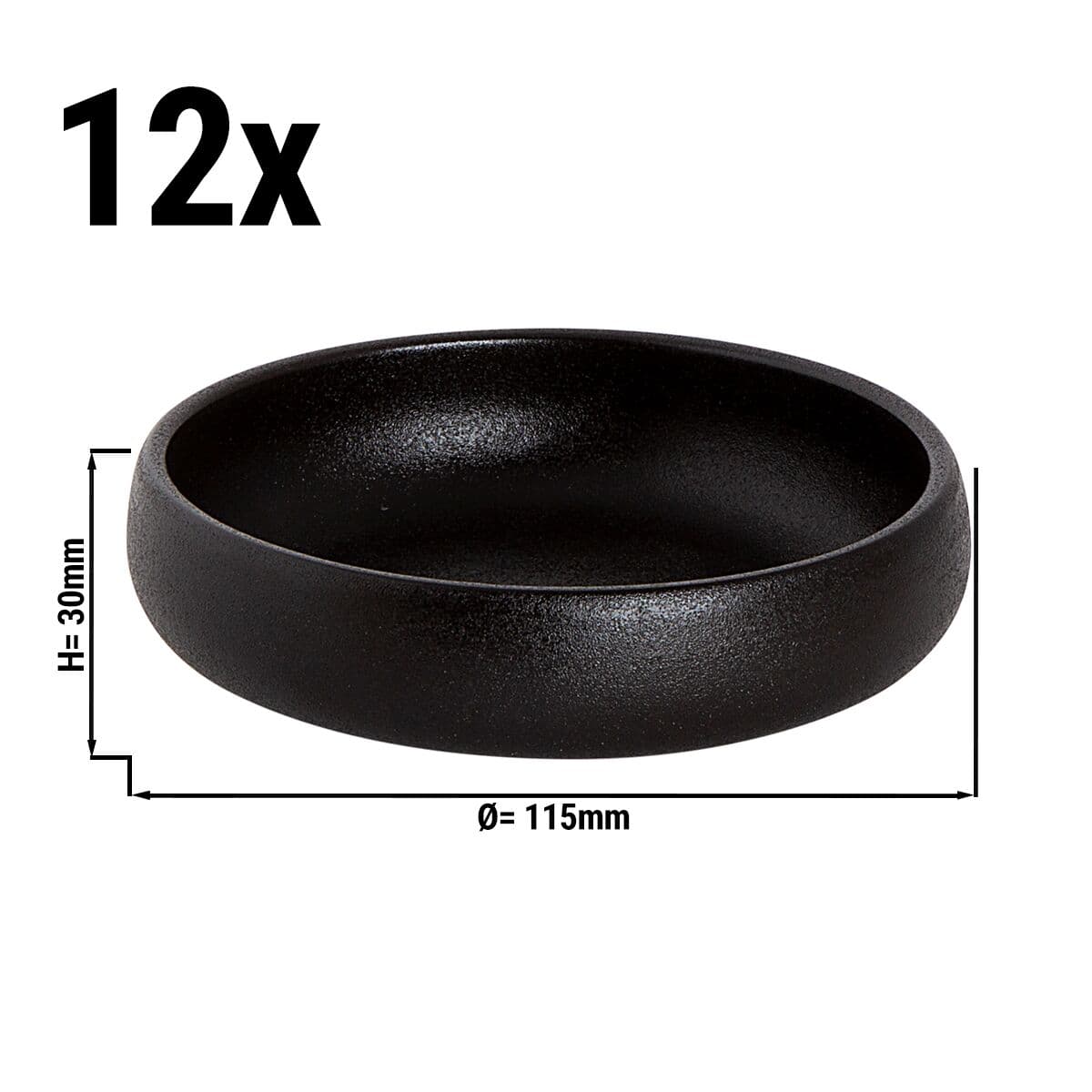 (12 Stück) UNIVERSE - Schale Maastricht - 20 cl - Ø 11,5 cm - Schwarz