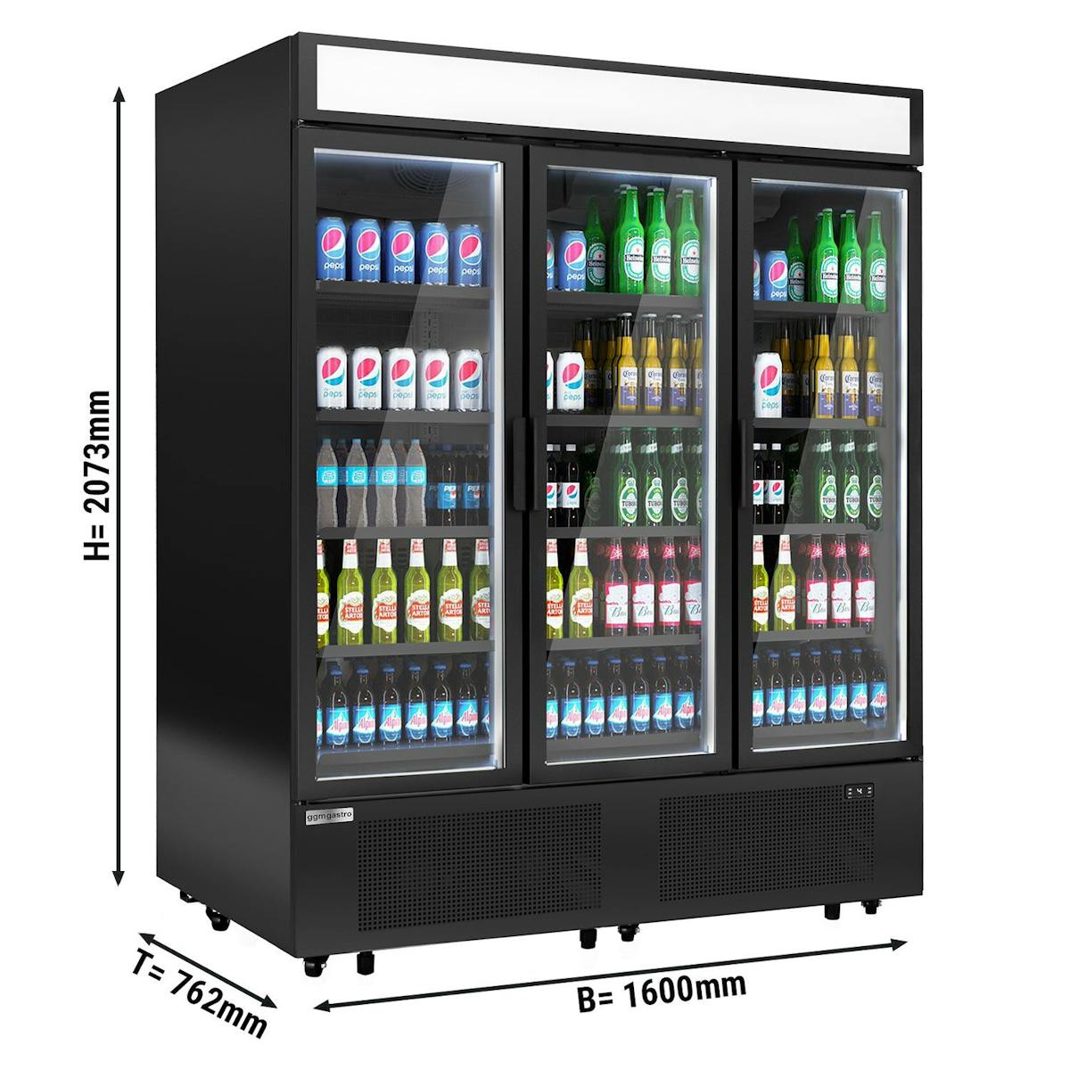 Lednice na nápoje - 1325L- se 3 skleněnými dveřmi