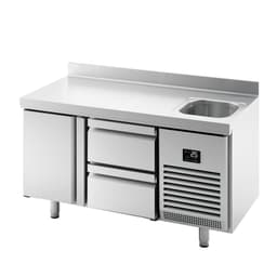 Refrigerated counter Premium PLUS - 1468x600mm - with 1 sink, 1 door, 2 drawers & backsplash