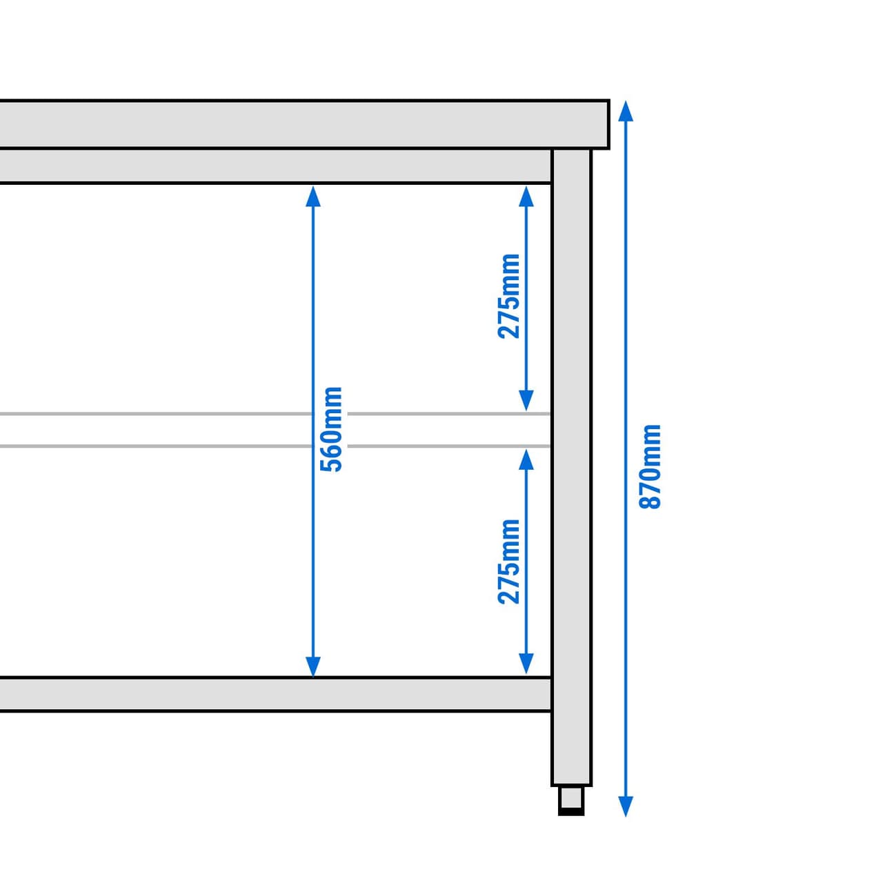 Edelstahl Arbeitstisch PREMIUM - 1000x700mm - mit Grundboden ohne Aufkantung