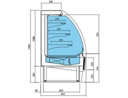 Přístěnný chladicí regál 0,98 m / 0,81 m