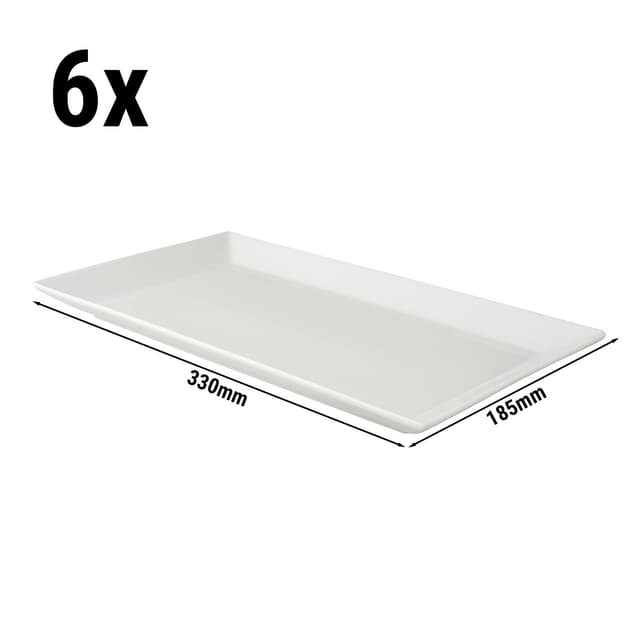 (6 Kusů) WHITE DELIGHT - Podnos - 330x185mm- bílý