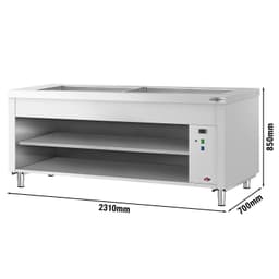 Bufetový pult KOPENHAGEN - 2310 mm - s Bain Marie - s LED osvětlením - pro 6x GN 1/1 - nerezová ocel