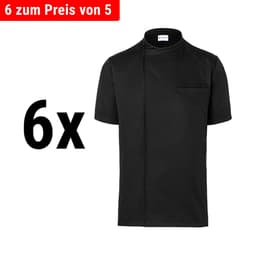 (6 pieces) Karlowsky - Short Sleeve Throw Over Cooking Shirt - Black - Size: L