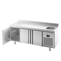 Refrigerated counter Premium PLUS- 1960x700mm - with 1 basin, 3 doors & upstand