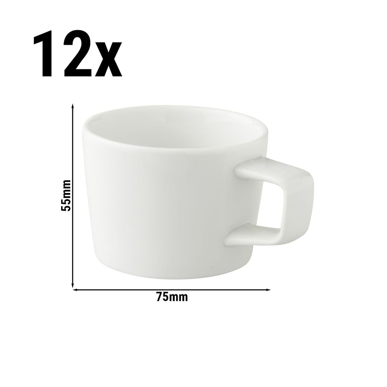 (12 Stück) WHITE DELIGHT - Kaffeetasse - 150ml - Weiß