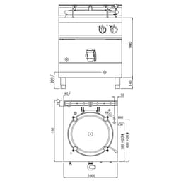 Elektro Druck Kochkessel - 200 Liter - 32 kW - Indirekte Beheizung