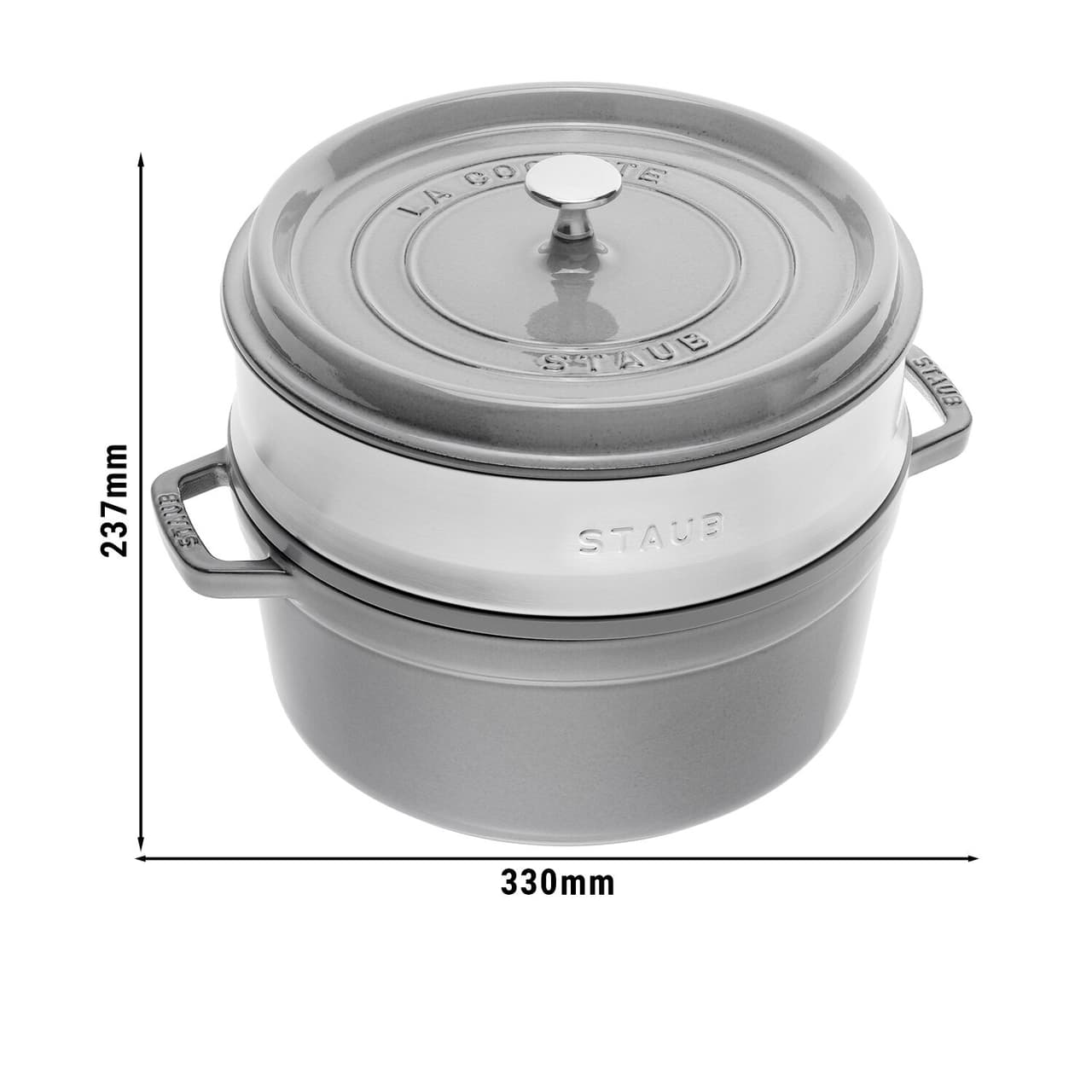 STAUB | LA COCOTTE - Kokotka s napařovací vložkou - Ø 260 mm - litina - grafitově šedá