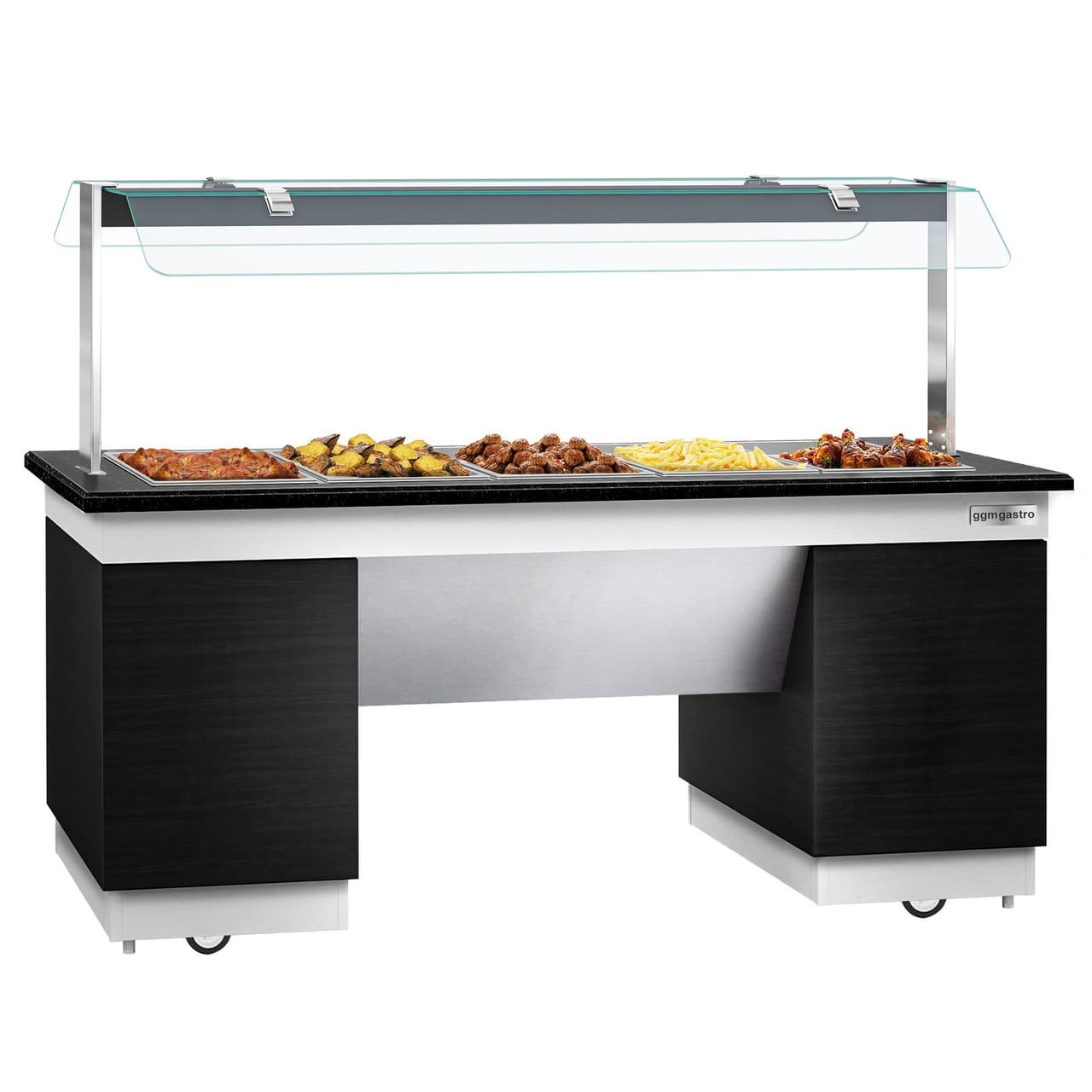 Bufetový pult - s Bain Marie - 2000 mm - s LED osvětlením - pro 5x GN 1/2