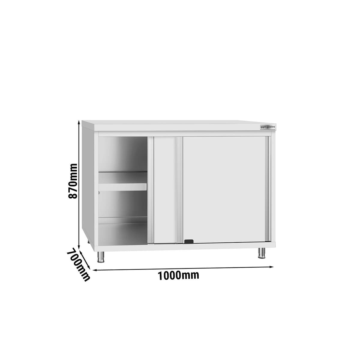 Stainless steel work cabinet ECO - 1000x700mm - with sliding door