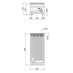 Elektrická grilovací deska- 6,6 kW - drážkovaná