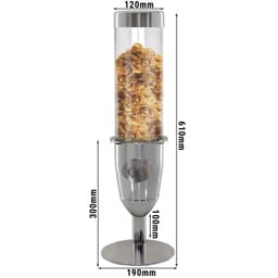 Dávkovač na müsli & kukuřičné lupínky - Ø 120 mm - chrom - pákový dávkovač