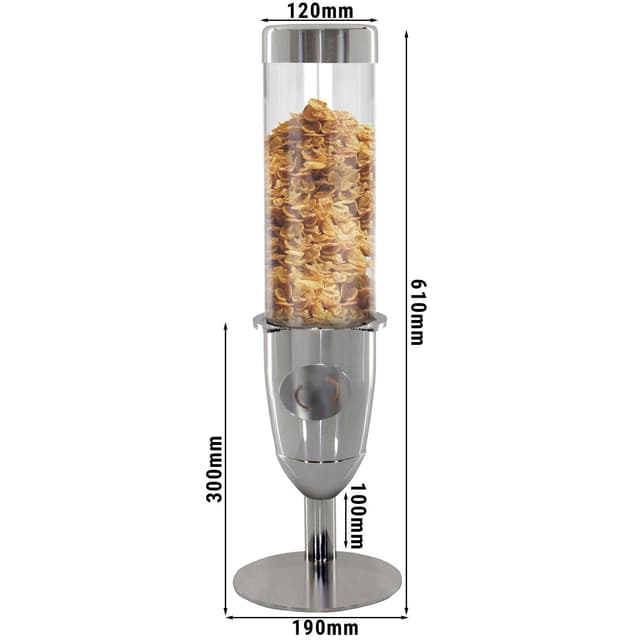 Müsli & Cornflakesspender - Ø 120mm - Chrom - Drehausgabe