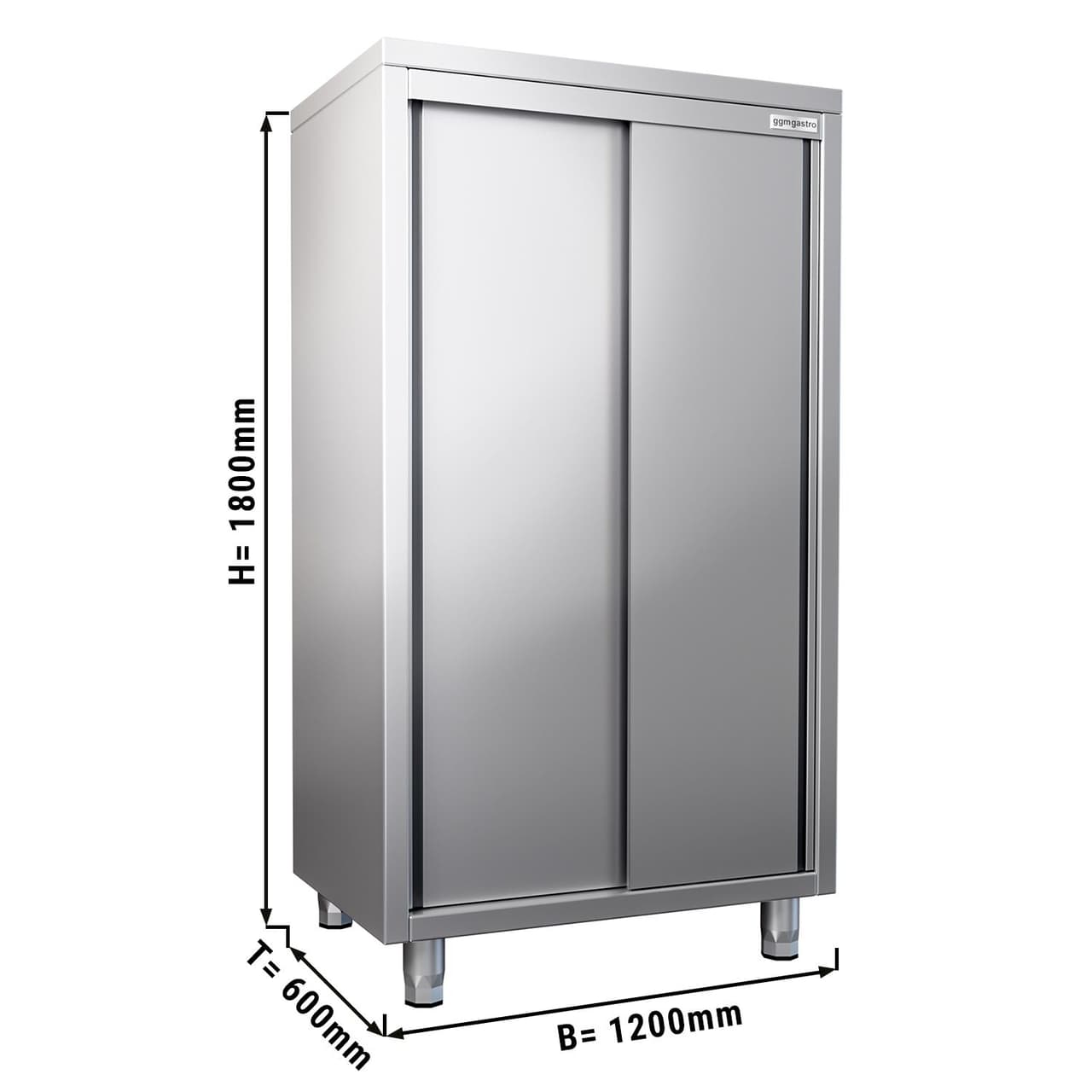 Geschirrschrank - 1200x600mm - 2 Schiebetüren - Höhe: 1800mm