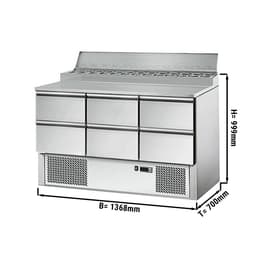  Saladette / Přípravný stůl ECO - 1,37 x 0,7 m - se 6 šuplíky 1/2