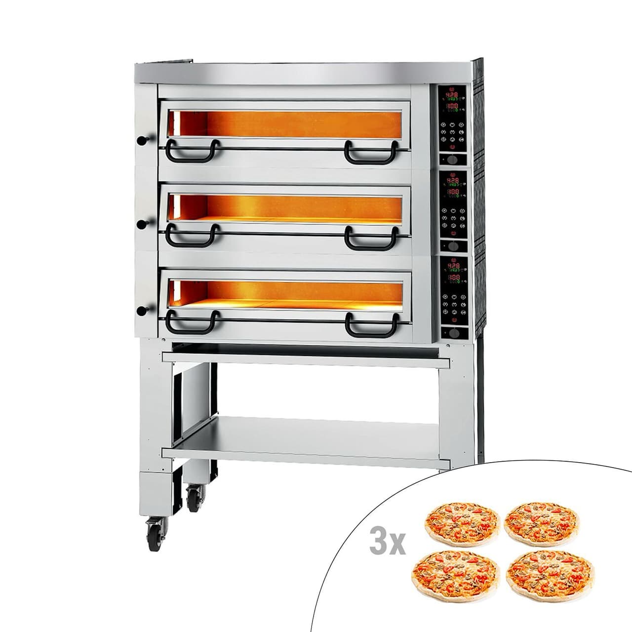 Pizza pec Power s digestoří & podstavcem - 4+4+4 Ø 34 cm