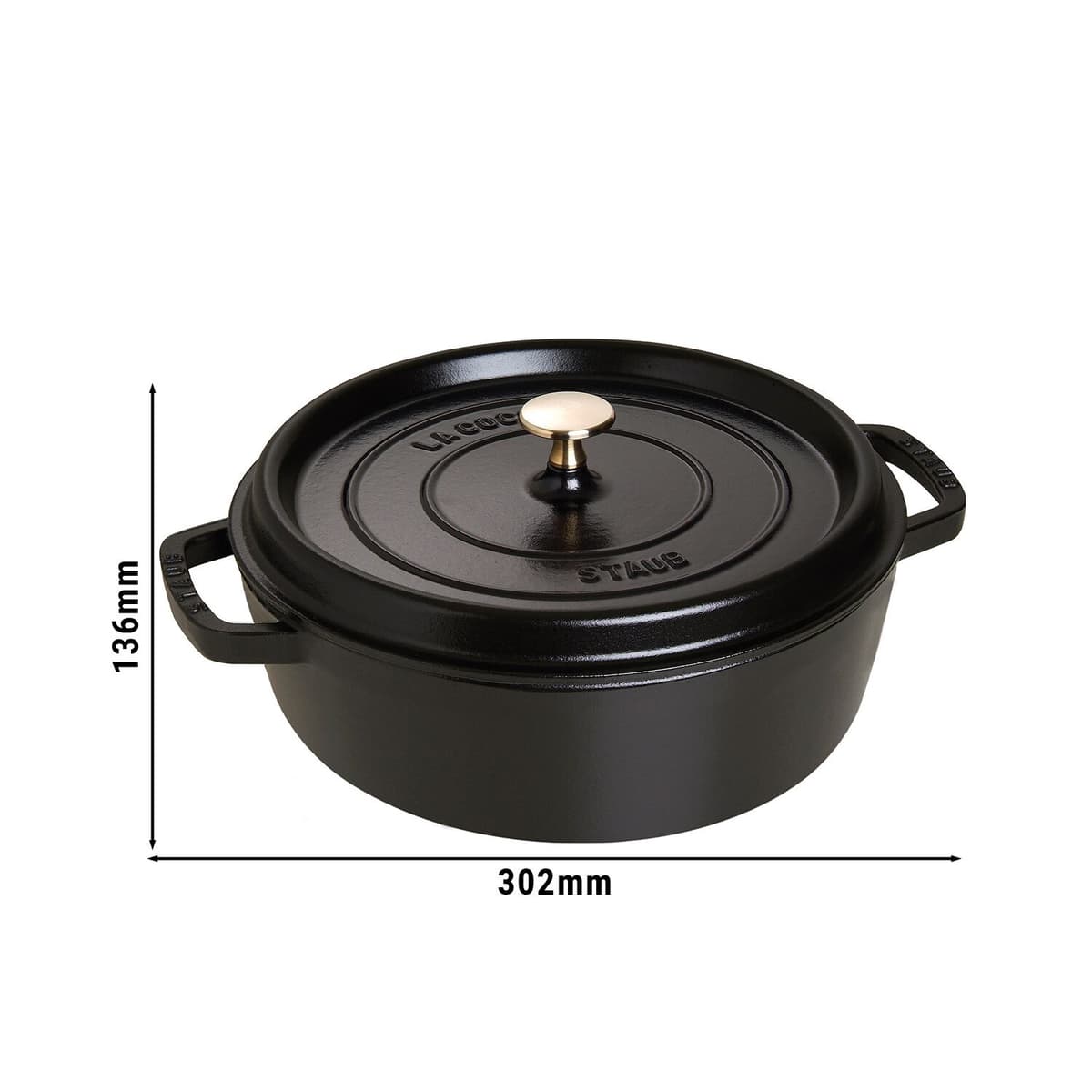 STAUB | LA COCOTTE - Hrnec Cocotte mělký - Ø 280 mm - litina - černá