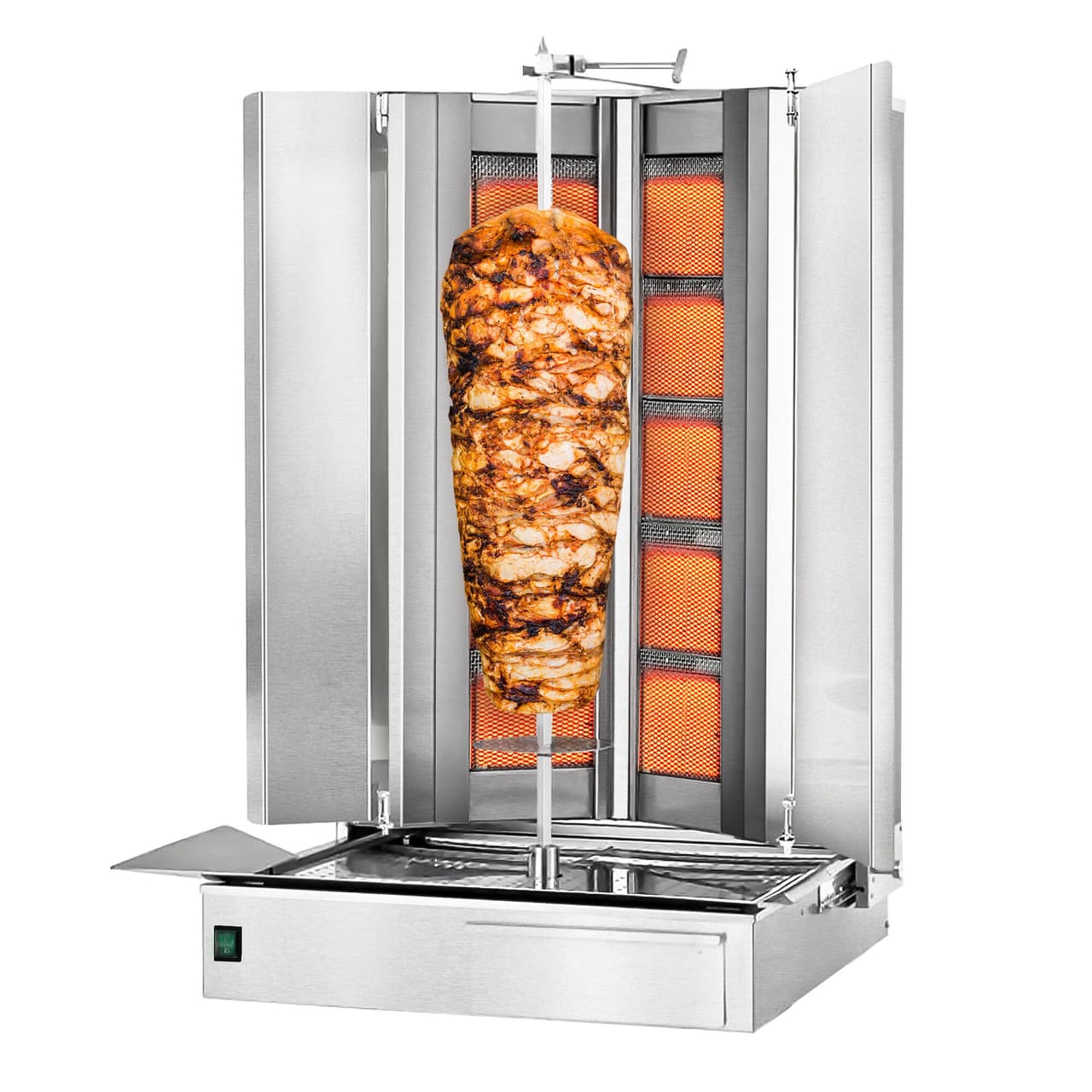 Gril na gyros/kebab - 5+5 hořáků - max. 120 kg (ve tvaru V)