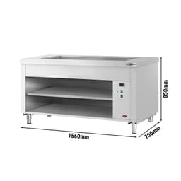 Bufetový pult KOPENHAGEN - 1560mm - s Bain Marie - pro 4x GN 1/1 - nerezová ocel