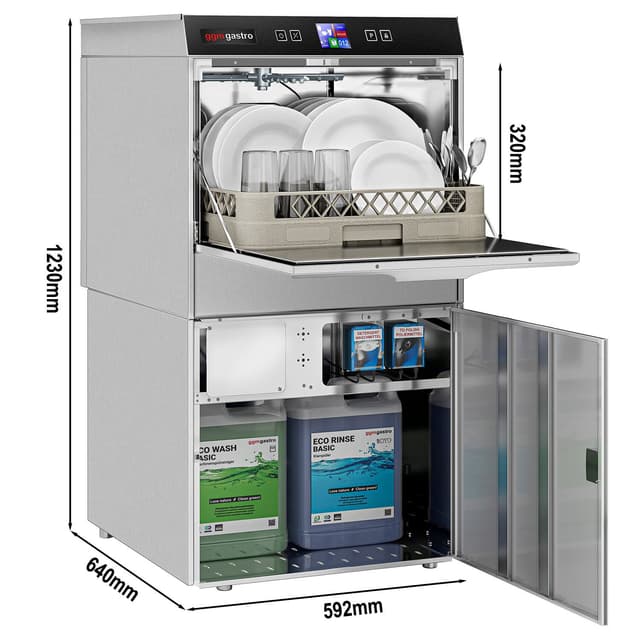 Geschirrspülmaschine - Digital - 3,55 kW - mit Reiniger-, Klarspüler- & Laugenpumpe