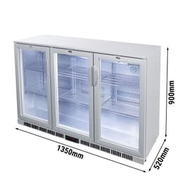 GASTRO-COOL | Barová lednice - 1350 mm - 312L - se 3 skleněnými dveřmi - stříbrná