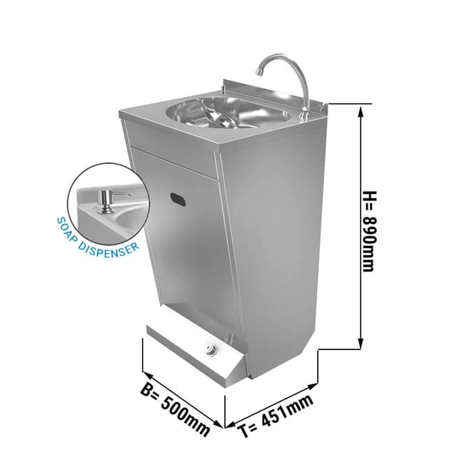 Handwaschbecken - Edelstahl - mit Mischbatterie & Seifenspender