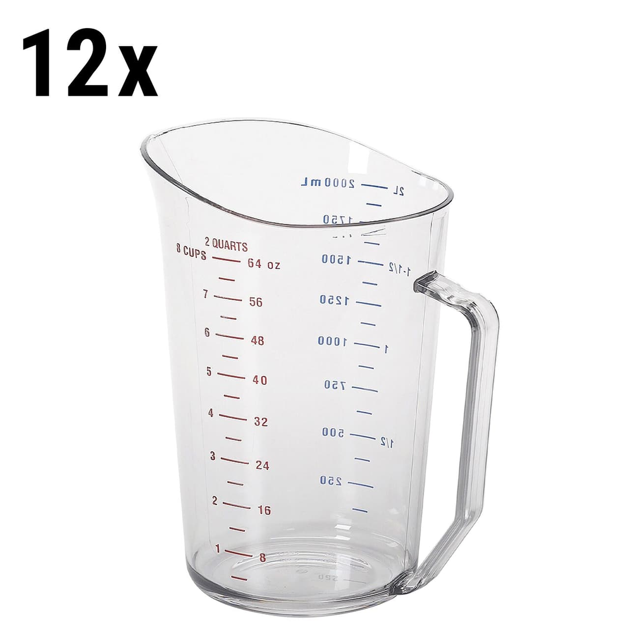 (12 kusů) CAMBRO | CAMWEAR® Polykarbonátová odměrka se stupnicí - 2L - čirá