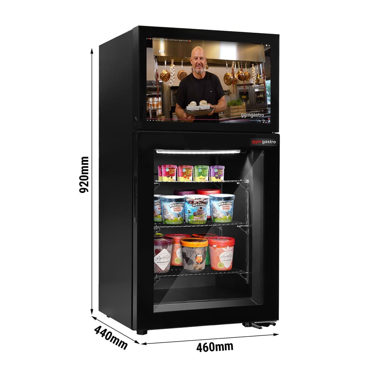 Minibar Freezer - 460mm - 1 Glass Door - Built-In 19-Inch LCD Display